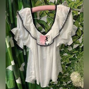 Vixen by Micheline Pitt Chiffon Peasant blouse